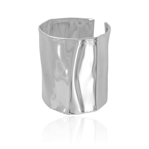 Bracelete Martelado 6.2 cm Ródio Branco