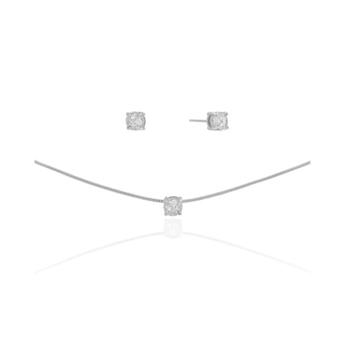 Conjunto Ponto de Luz Cristal 5 mm Ródio Branco