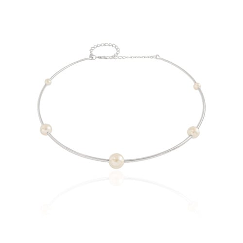 Aro Pérolas Ródio Branco