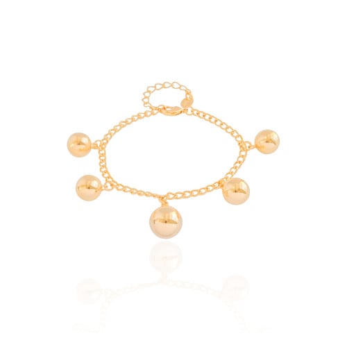 Pulseira Elos Bolas Lisas Banhado a Ouro 18K