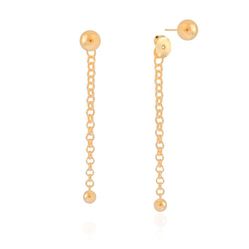 Ear Jacket Fio Elos Portugueses Bolas Lisas 7.3 cm Banhado a Ouro 18K
