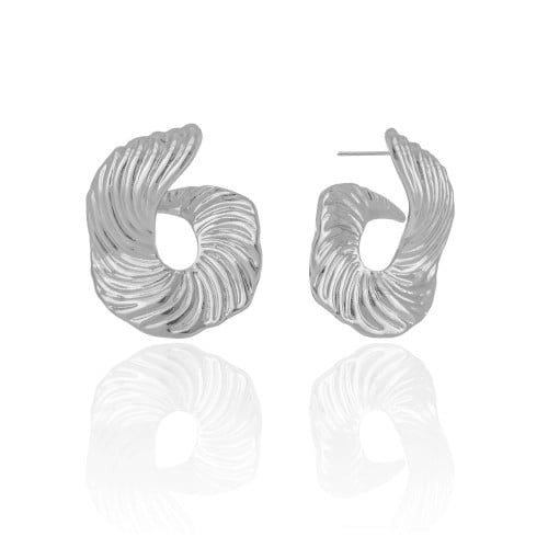 Brinco Caracol Detalhado 3.6 cm Ródio Branco