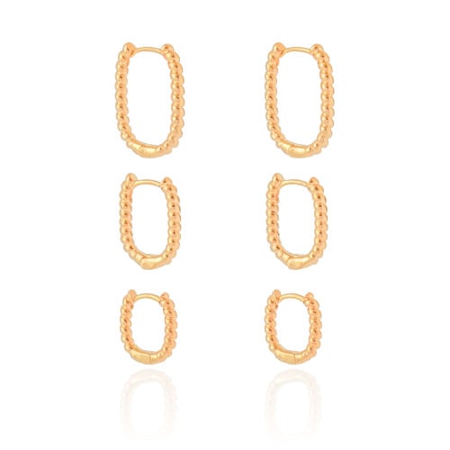 Trio de Argolas Torcidas Banhado a Ouro 18K