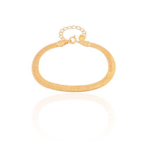 Pulseira Malha Fita 5 mm Banhado a Ouro 18K