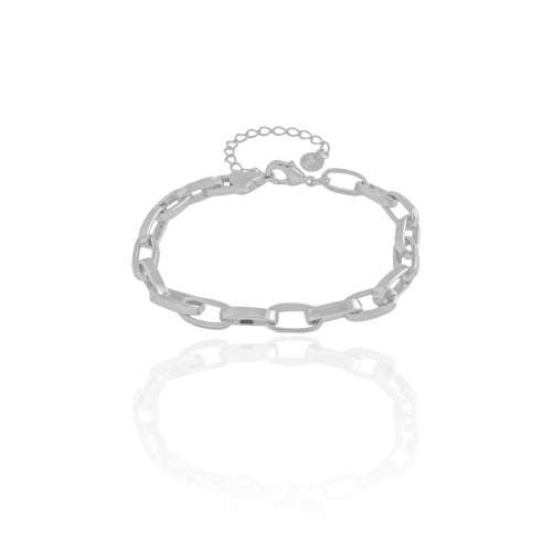 Pulseira Elos Ovais 5 mm Ródio Branco