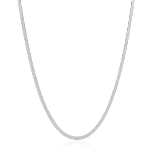 Gargantilha Malha Fita 3 mm Ródio Branco - 40 cm