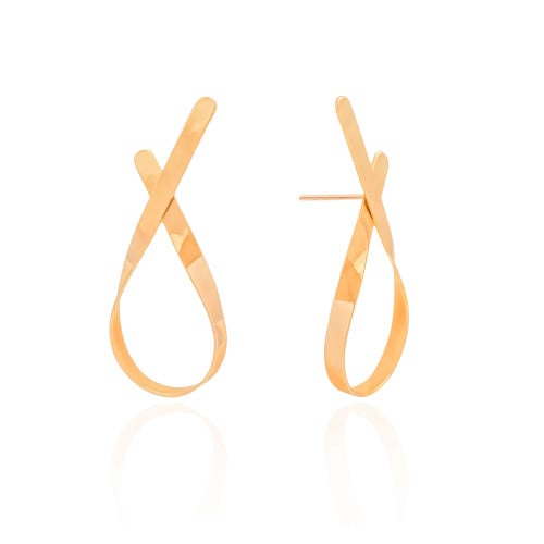 Brinco Laço Liso 5.0 cm Banhado a Ouro 18K