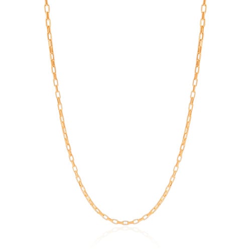 Gargantilha Elos Retos 2 mm Banhado a Ouro 18K - 45 cm