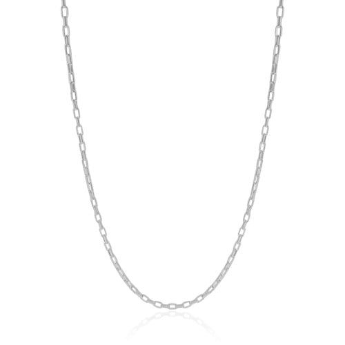 Gargantilha Elos Retos 2 mm Ródio Branco - 45 cm