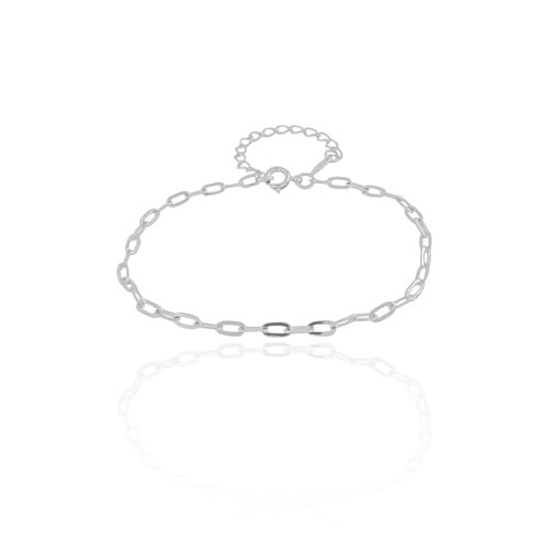 Pulseira Elos Ovais 3 mm Ródio Branco