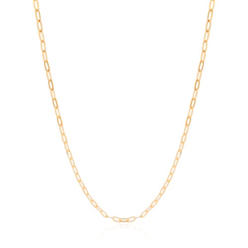 Gargantilha Elos Ovais 3 mm Banhado a Ouro 18K - 45 cm