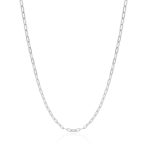 Gargantilha Elos Ovais 3 mm Ródio Branco - 45 cm