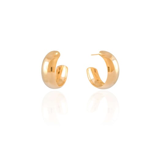 Brinco Argola Abaulada Lisa 2.2 cm Banhado a Ouro 18K