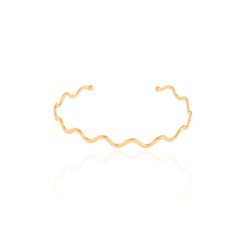 Bracelete Ondas Liso Banhado a Ouro 18K