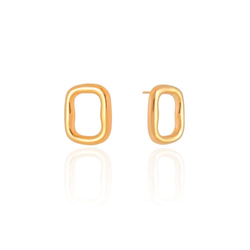Brinco Retangular Liso 2.3 cm Banhado a Ouro 18K