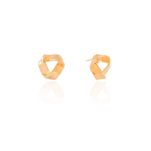 Brinco Entrelaçado Vazado Liso 1.5 cm Banhado a Ouro 18K