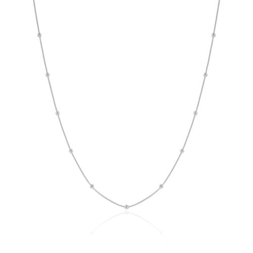 Choker Veneziana Bolinhas 2 mm Ródio Branco