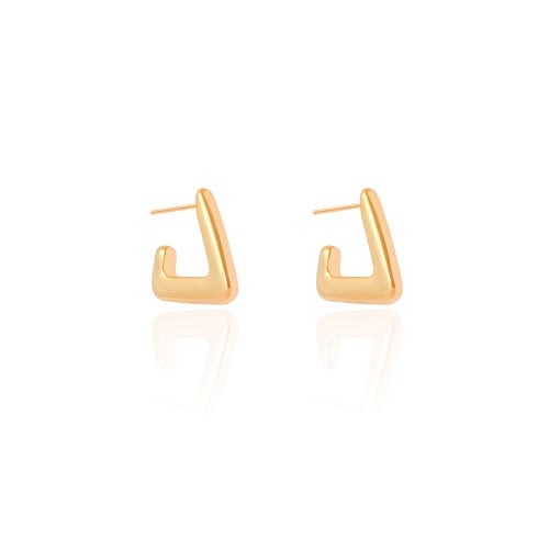 Brinco Argola Triangular Lisa 1.9 cm Banhado a Ouro 18K