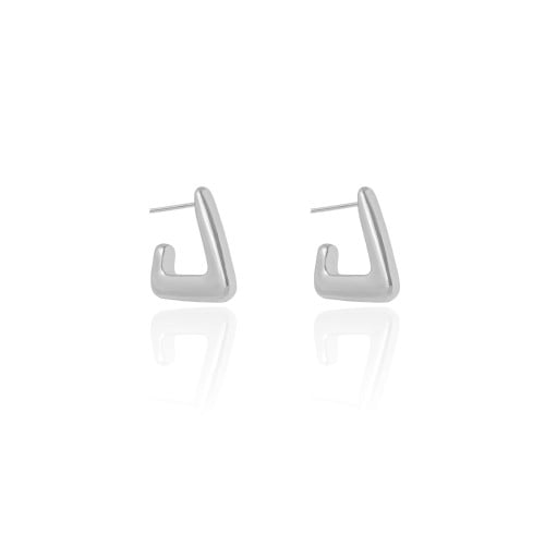Brinco Argola Triangular Lisa 1.9 cm Ródio Branco