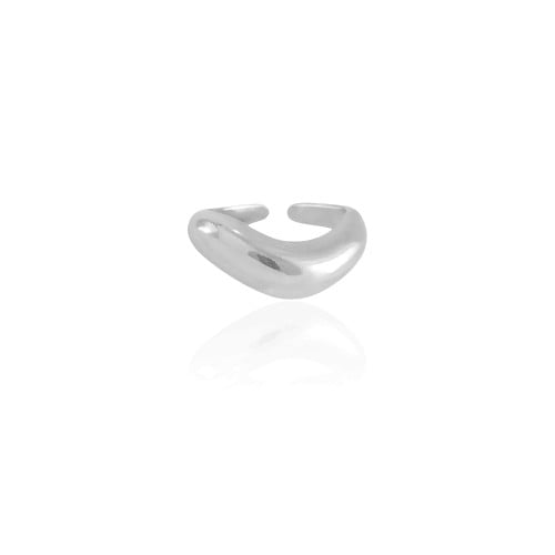 Anel Ajustável Abaulado Liso Tamanho M Ródio Branco