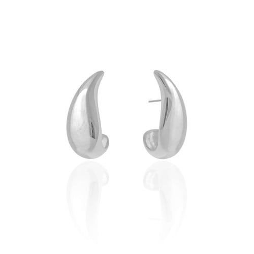 Brinco Gota Lisa 3.3 cm Ródio Branco