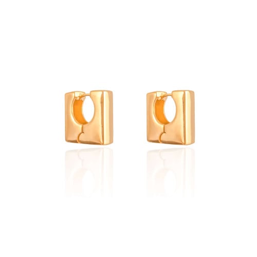 Brinco Argola Quadrada Lisa 1.9 cm Banhado a Ouro 18K