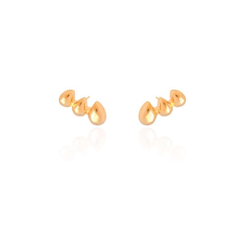 Ear Cuff Gotas Lisas Banhado a Ouro 18K