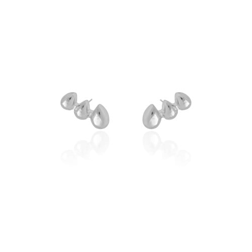 Ear Cuff Gotas Lisas Ródio Branco