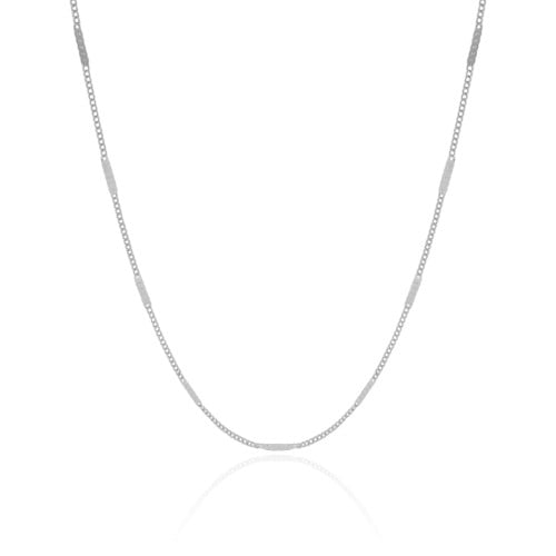 Choker Grumet Achatada Ródio Branco - 33 cm
