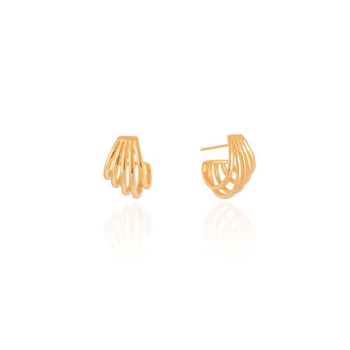 Brinco Argola Filetes 1.6 cm Banhado a Ouro 18K