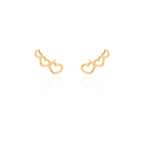 Ear Cuff Corações Vazados 2.3 cm Banhado a Ouro 18K