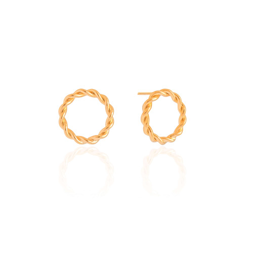 Brinco Argola Torcida 2.0 cm Banhado a Ouro 18K