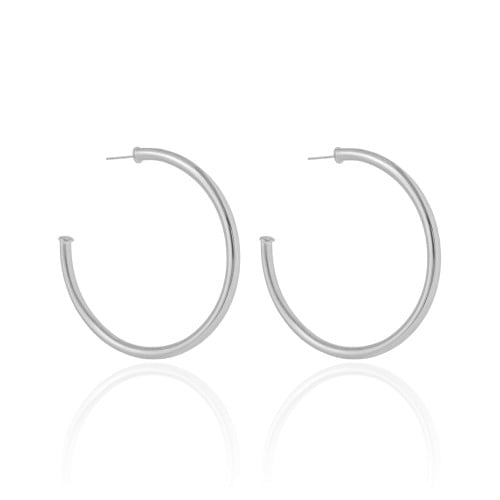 Brinco Argola Tubo 6.5 cm Ródio Branco