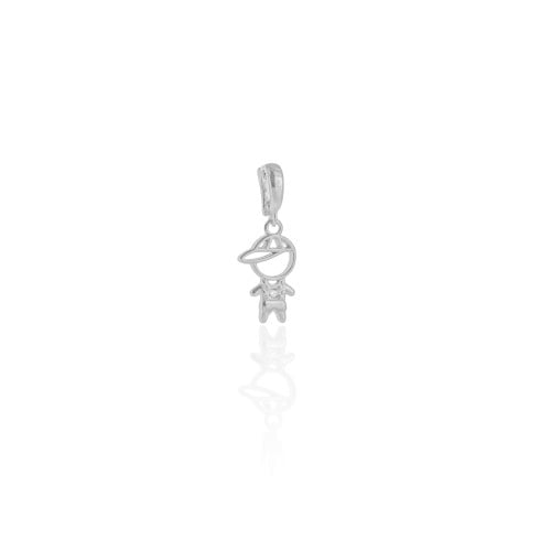 Pingente Filho Ponto de Luz Cravejado Cristal 1.4 cm Ródio Branco