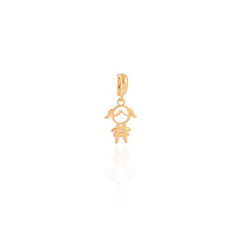 Pingente Filha Ponto de Luz Cravejado Cristal 1.4 cm Banhado a Ouro 18K
