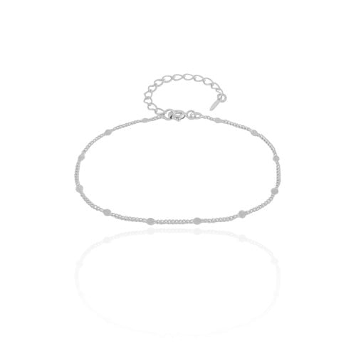 Pulseira Grumet Plaquinhas 2 mm Ródio Branco