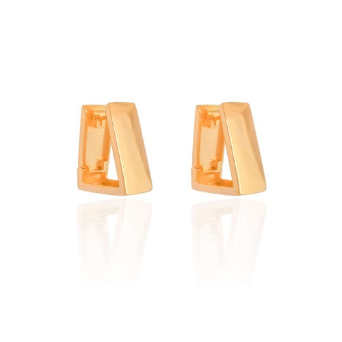 Brinco Argola Click Triangular Reta Lisa 2.4 cm Banhado a Ouro 18K