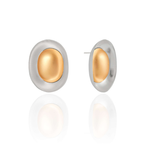 Brinco Oval Liso Mix de Banhos Banho Branco
