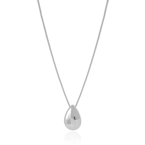 Gargantilha Veneziana Gota Lisa Ródio Branco - 45 cm