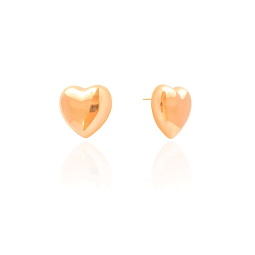 Brinco Coração Liso 1.9 cm Banhado a Ouro 18K