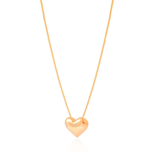 Gargantilha Veneziana Coração Liso Banhado a Ouro 18K - 45 cm