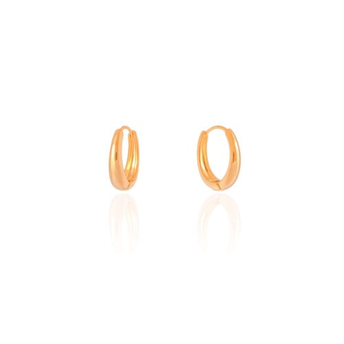 Brinco Argola Click Oval Lisa 1.7 cm Banhado a Ouro 18K