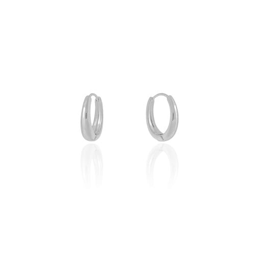Brinco Argola Click Oval Lisa 1.7 cm Ródio Branco