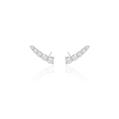 Ear Cuff Pontos de Luz Cristal 2.5 cm Ródio Branco