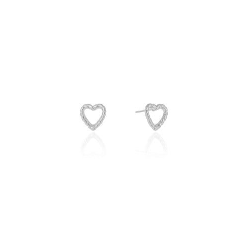 Brinco Coração Torcido 1.0 cm Ródio Branco