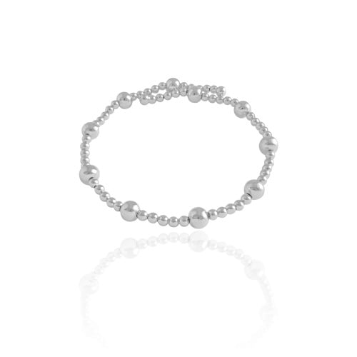 Bracelete Mola Bolas Lisas Ródio Branco
