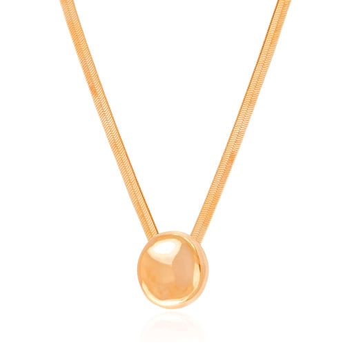 Gargantilha Malha Fita Orgânico Liso Banhado a Ouro 18K