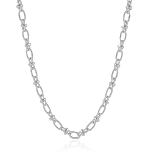 Gargantilha Elos Ovais 6 mm Ródio Branco - 55 cm