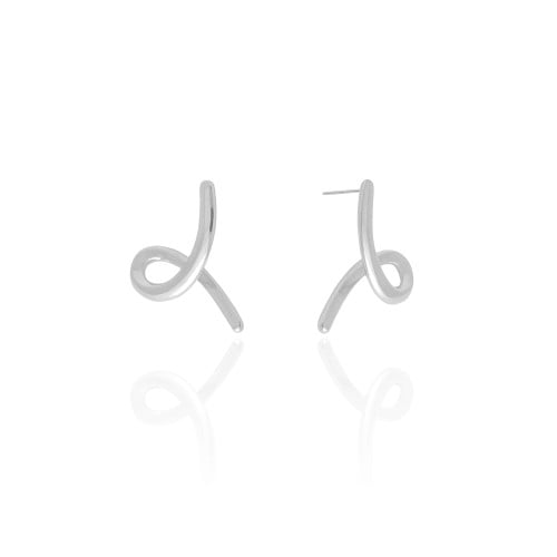 Brinco Laço Liso 2.2 cm Ródio Branco