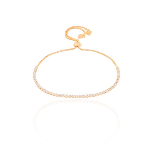 Pulseira Riviera Cristal 2 mm Fecho Gravata Banhado a Ouro 18K